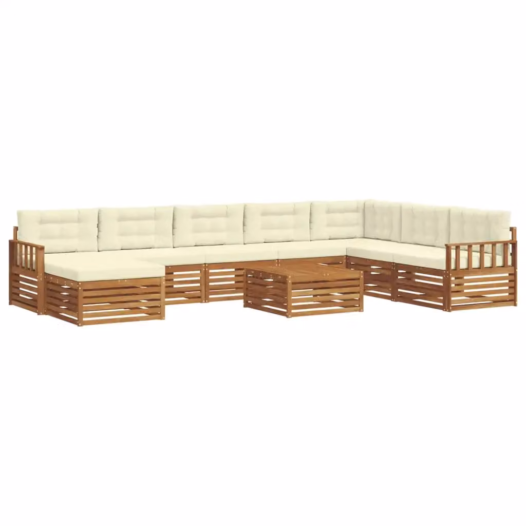 Set di divani da esterno vidaXL in legno di acacia con cuscini, colore beige e marrone – 2