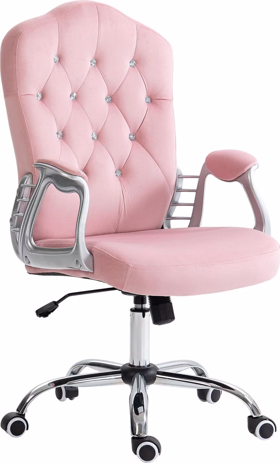 Sedia da ufficio Moonbite per donne, con tessuto vellutato, sedia ergonomica per scrivania con funzione basculante, regolabile in altezza da 47 a 57 cm, in poliestere, colore rosa