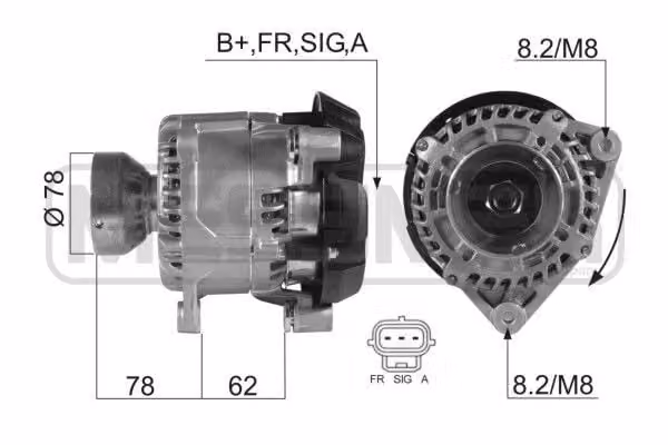 ERA 210366A Alternatore LiMa 124A 14V per FORD FOCUS (DAW, DBW), FOCUS Station Wagon (DNW), TRANSIT CONNECT (P65, P70, P80) e Tourneo Connect Mk1