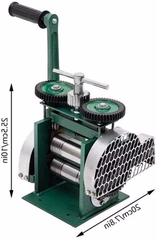Macchina per laminazione a tre rulli, azionata manualmente, realizzata in acciaio trattato termicamente