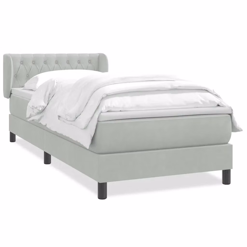 Letto Ibrido con Giroletto a Molle e Materasso in Velluto Grigio Chiaro vidaXL L/P/H: 80 x 200 cm – 2