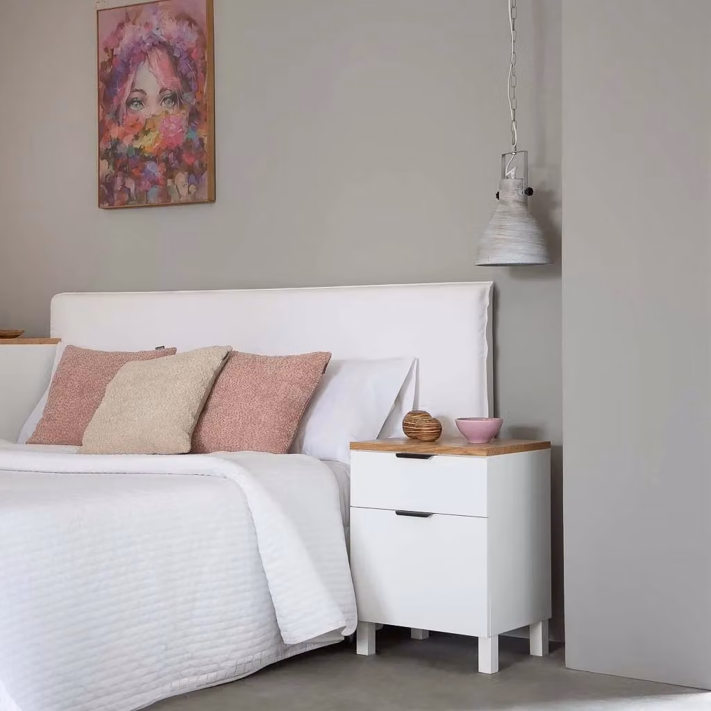 Comodino in legno stile scandinavo WANDERLUST DECO con 1 cassetto e 1 anta L: 45 cm, P: 35 cm, H: 60 cm – 2