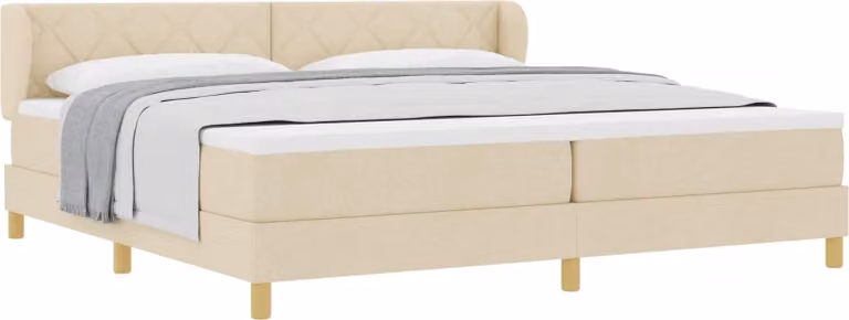 Letto a molle con materasso Crema 200 x 200 cm Tessuto