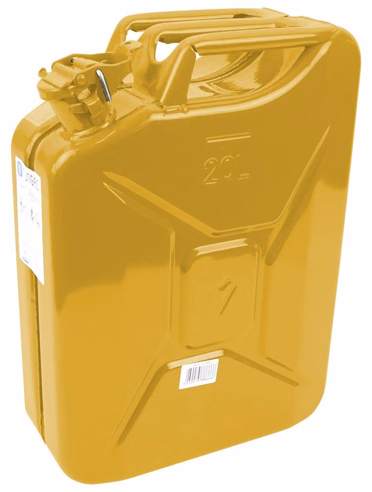 Tanica per benzina 20 litri in metallo giallo | Tanica in acciaio, tanica, tanica in lamiera