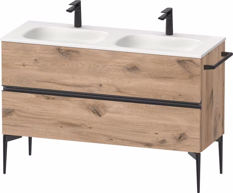 Duravit Sivida Meuble sous-lavabo, 2 tiroirs, poignée noire diamantée mate, 1280x477x592mm, pour Sivida, SV46540BD550000, SV46540BD550000