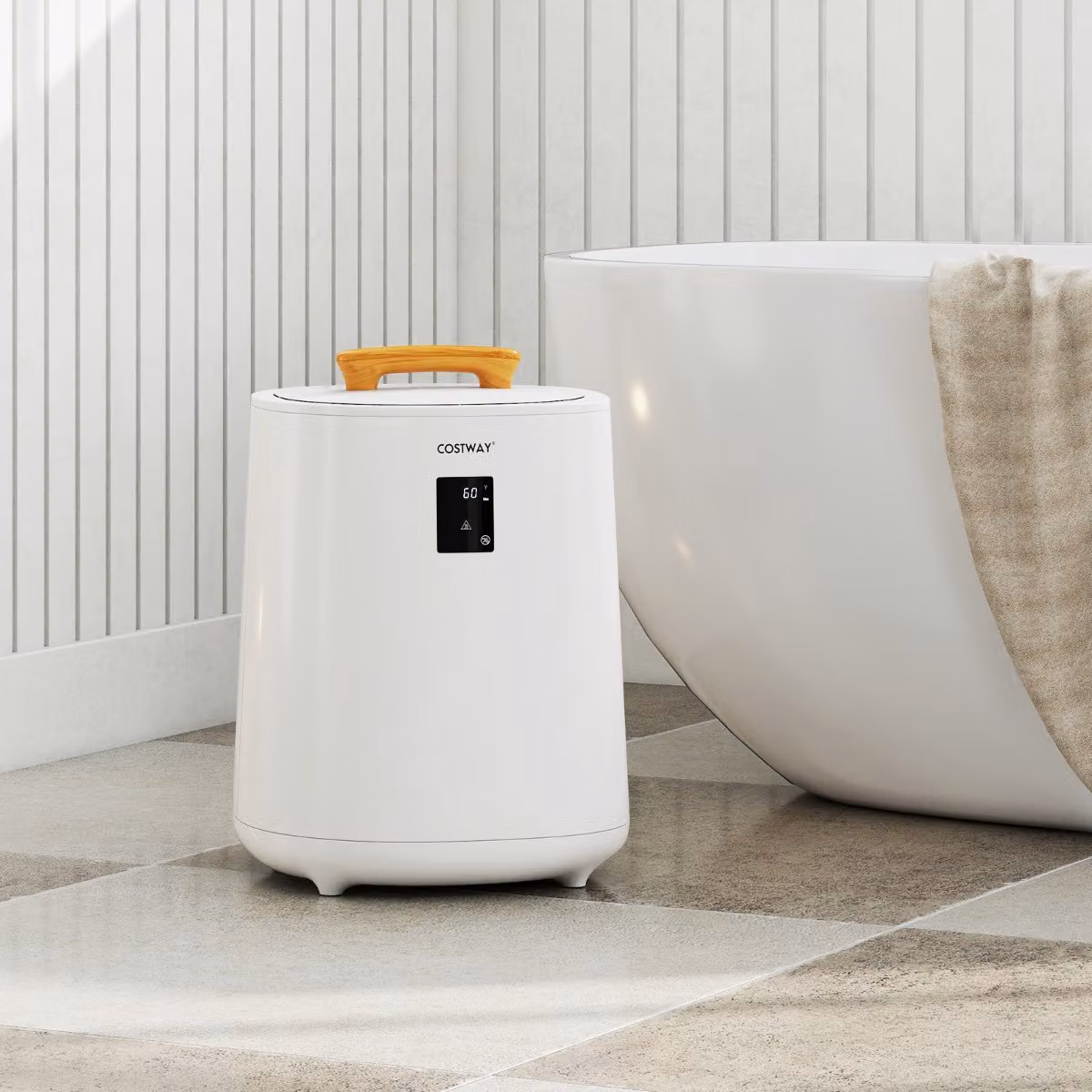 Scaldasalviette portatile Costway con LED e spegnimento automatico, Bianco, 18 l