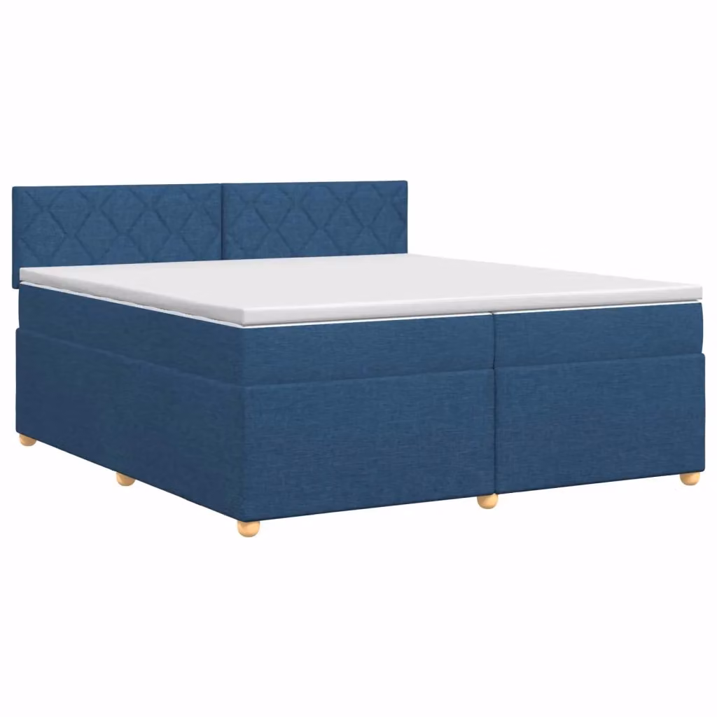 Letto box spring con materasso ibrido vidaXL in tessuto blu e bianco L/P/H: 200 x 200 x 88 cm – 2