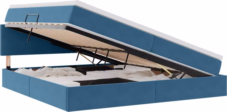 Letto con contenitore LED e materasso Blu Scuro 200 x 200 cm