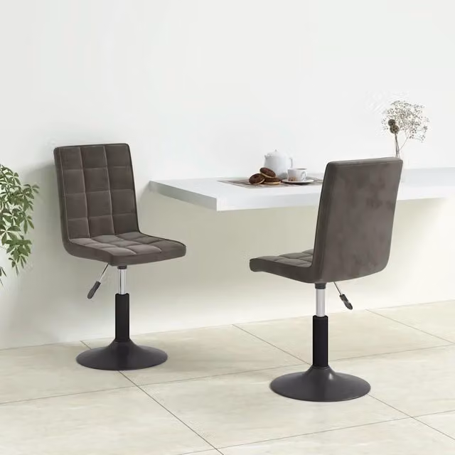 Set di 2 sedie da pranzo girevoli vidaXL in velluto grigio con base moderna – 1