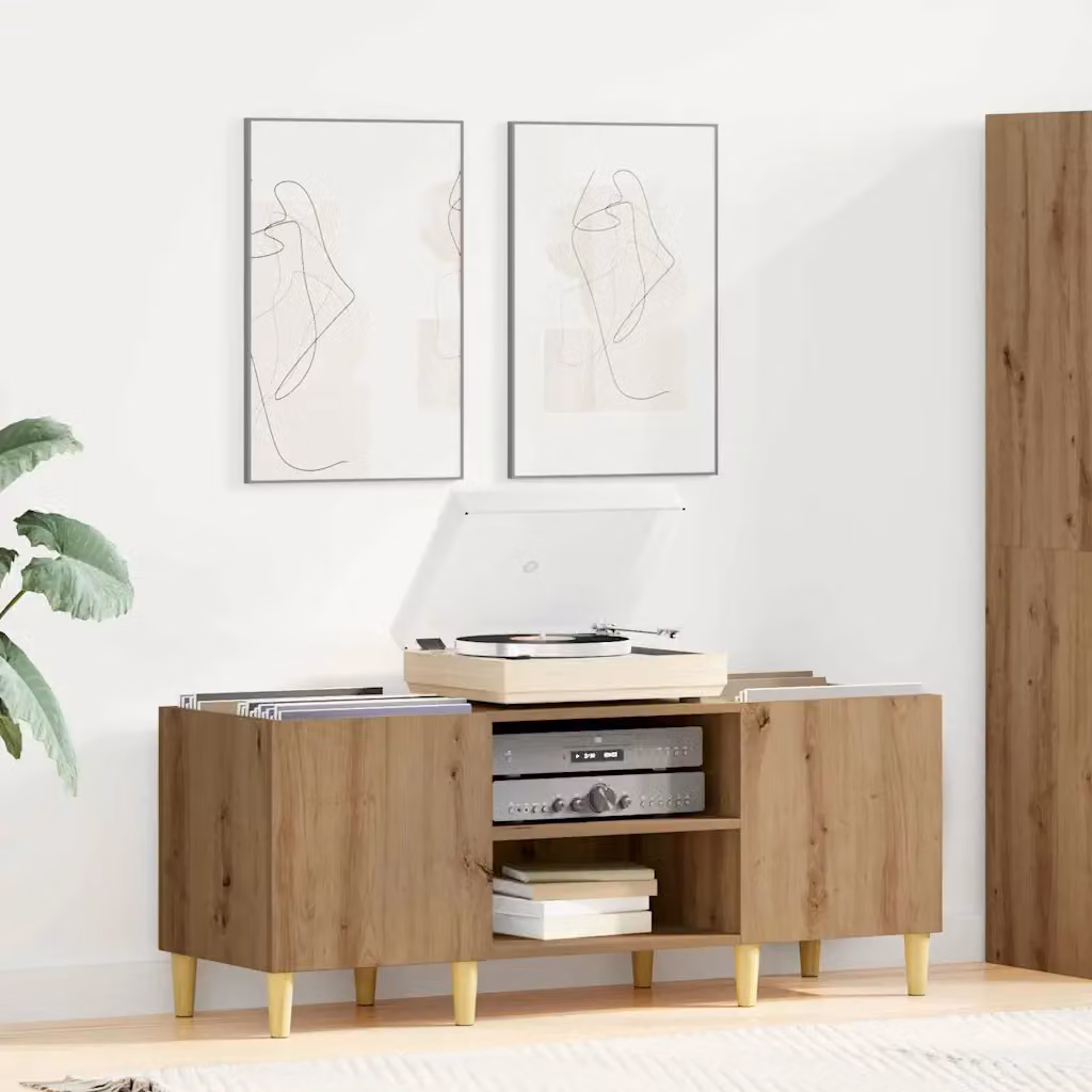 vidaXL Mobile porta vinili in legno ingegnerizzato marrone L: 121 cm, P: 38 cm, H: 48 cm