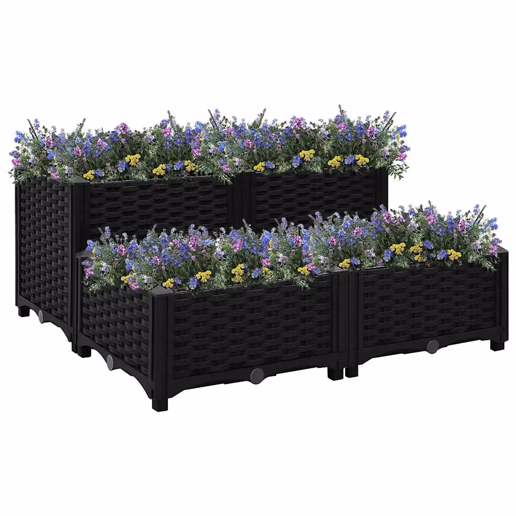 vidaXL Fioriera Rialzata in Plastica WPC, Colore Nero, L/P/H: 80 x 80 x 38 cm