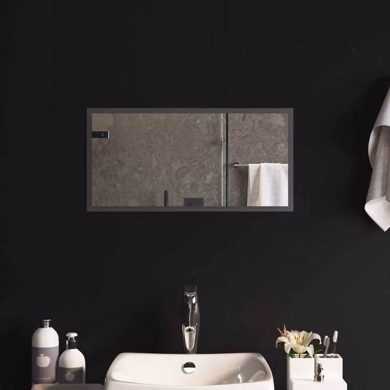 Specchio da bagno moderno vidaXL con illuminazione LED in vetro temperato, L 60 cm x P 30 cm