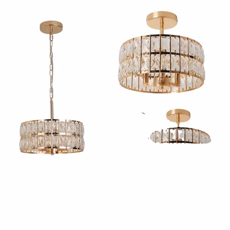 Lampada a sospensione moderna, regolabile in altezza, design in cristallo, adatta a vari ambienti, oro A
