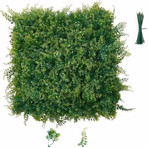 Set di 12 pannelli di siepe artificiale VEVOR in foglie di felce verdi, decorazione per pareti e recinzioni, L/P: 50,8 x 50,8 cm
