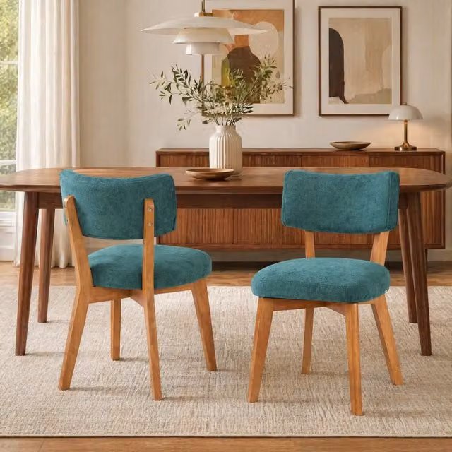 Sedia da pranzo verde 54;5 x 47 x 77 cm; gambe in legno e seduta imbottita