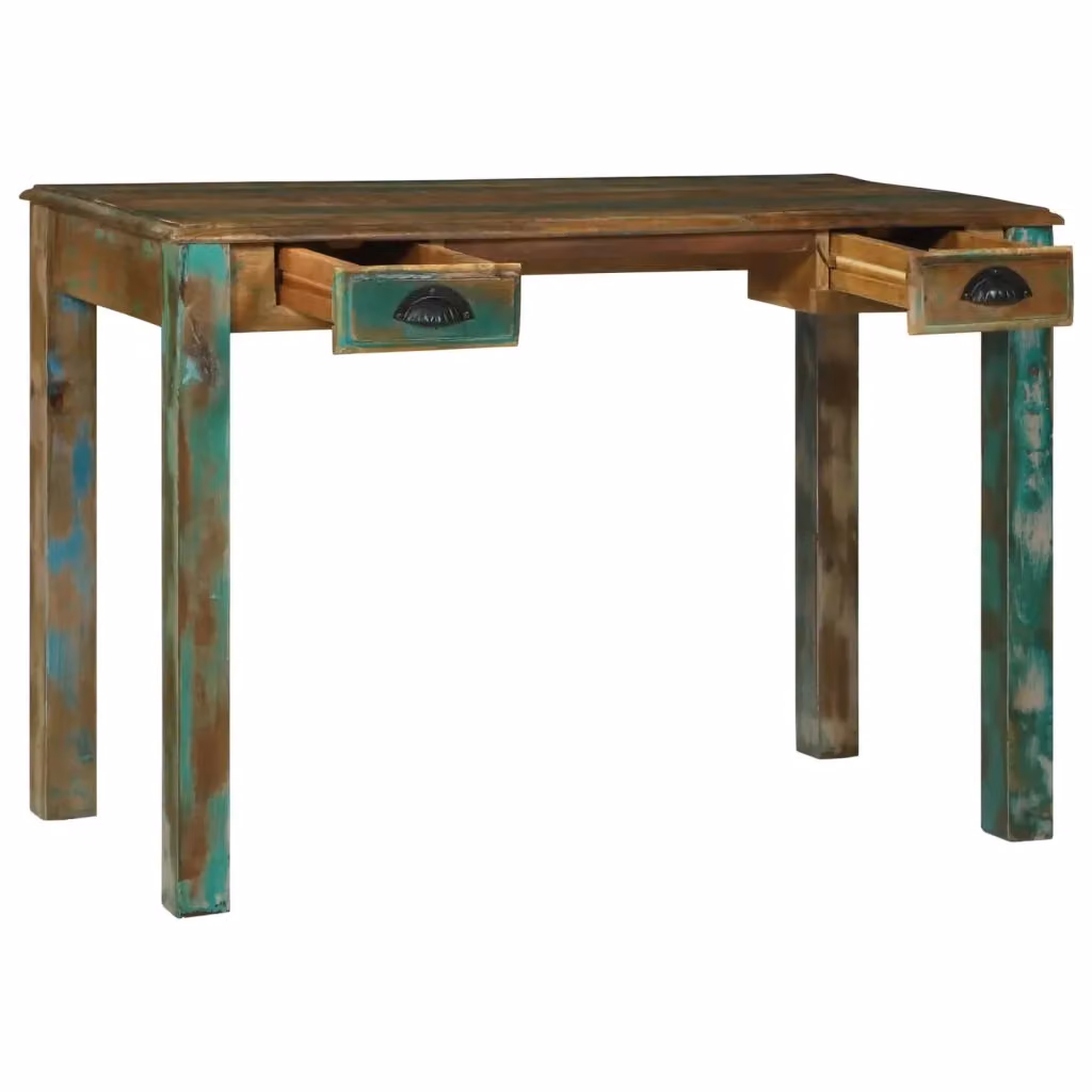 Scrivania in legno massello stile rustico vidaXL marrone L: 112 cm, P: 55 cm, H: 76 cm – 2