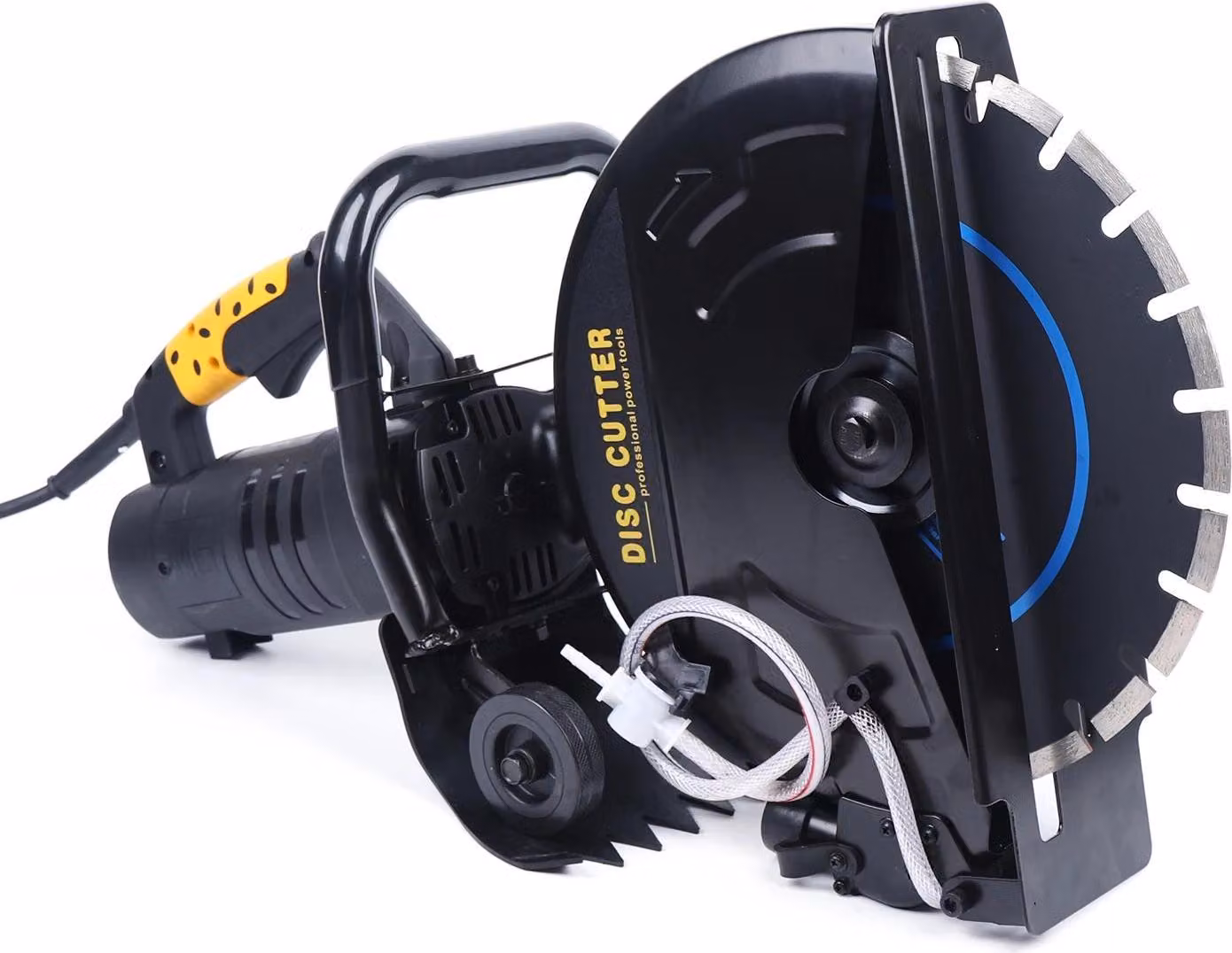 Sega per calcestruzzo e muratura - Troncatrice elettrica - 2800 W - Spina 220 V EU - 4600 giri/min - Profondità di taglio 2-12 cm - Tagli a 90° - Con tubo dell'acqua e pompa - Nero