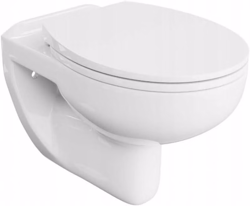 VBChome WC sospeso senza brida in Vetroceramica con coperchio WC Sedile WC con chiusura automatica Rimless Funzione SoftClose WC a scarico profondo Forma ovale WC a parete