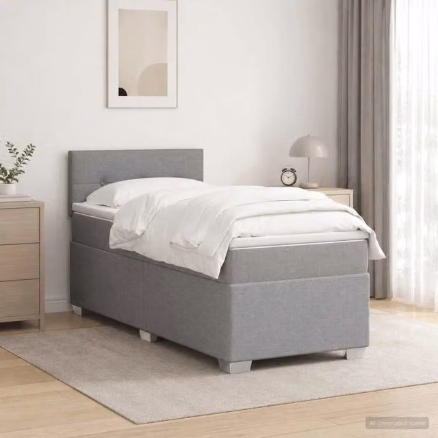 Letto box spring con materasso Grigio Chiaro 80 x 200 cm 3450348