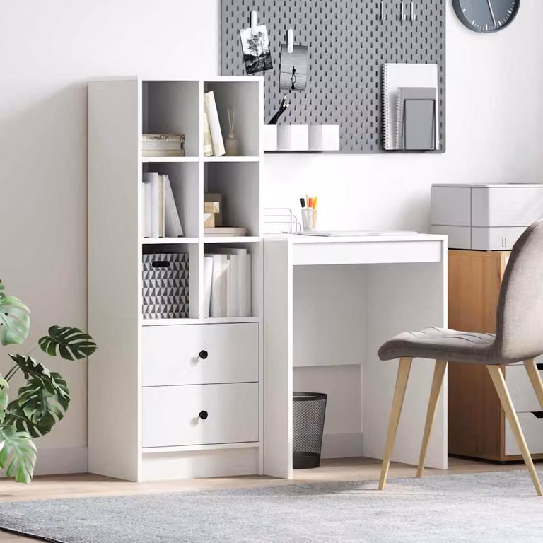Maison Exclusive - Scrivania con cassetto 2 pcs Bianco
