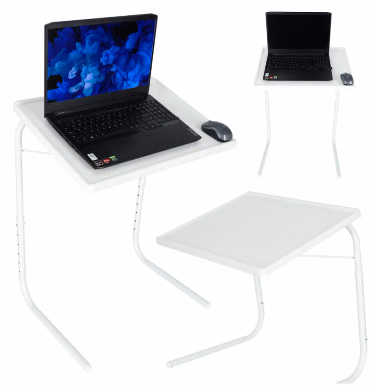 Tavolino portatile per laptop, tavolo multifunzione pieghevole e regolabile, 69 cm, colore bianco