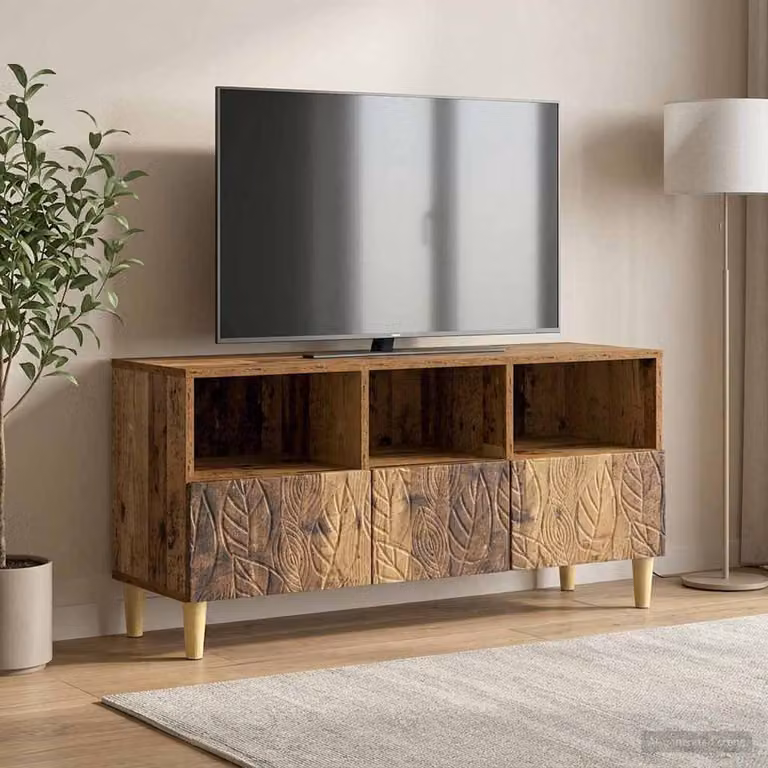 Mobile TV vidaXL in legno antico marrone con vani multimediali L 102 cm x P 34,5 cm x H 50 cm
