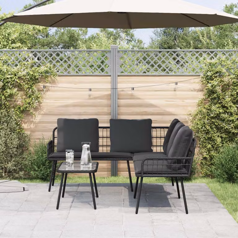 Maison Exclusive - Set Divano da Giardino con cuscino 2 pcs Nero polyrattan