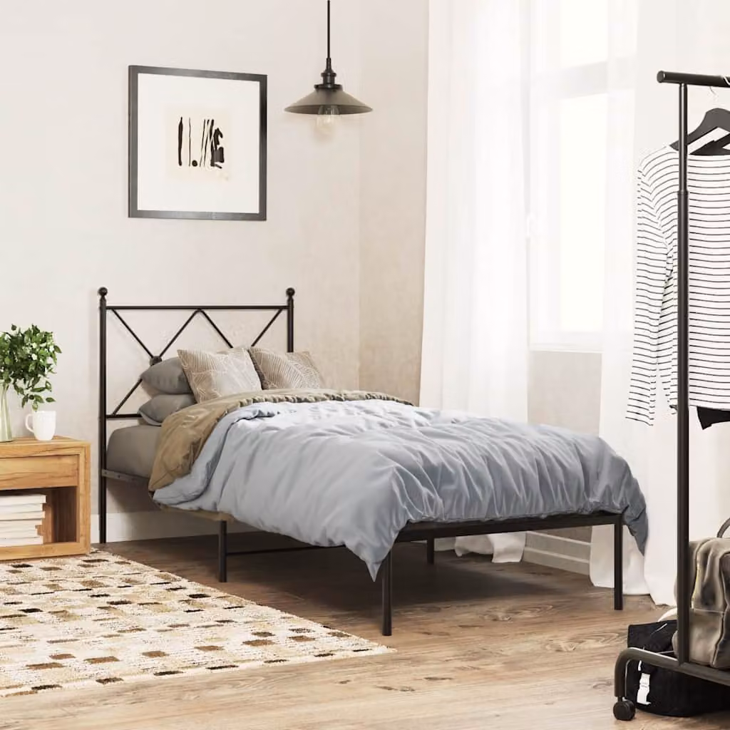 vidaXL Giroletto con Testiera in Metallo Nero L 80 cm x P 200 cm