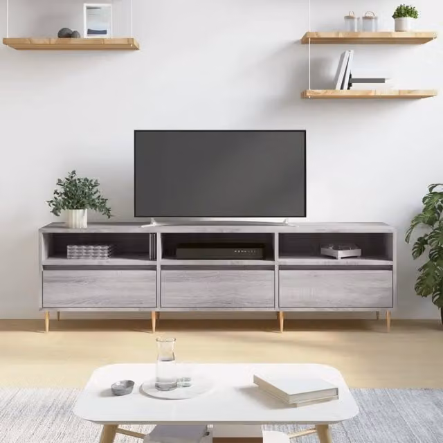 Mobile Porta TV Moderno Grigio con Finitura Opaca in Legno e Metallo L: 150 cm, P: 30 cm, H: 44,5 cm – 1