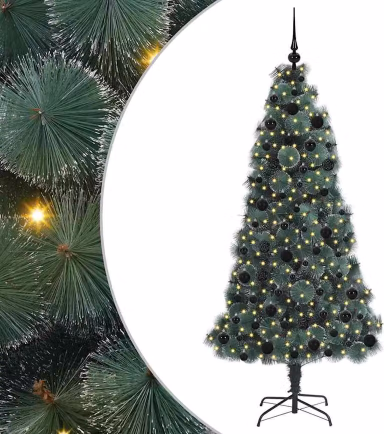 Albero di Natale artificiale pre-illuminato con set di palline