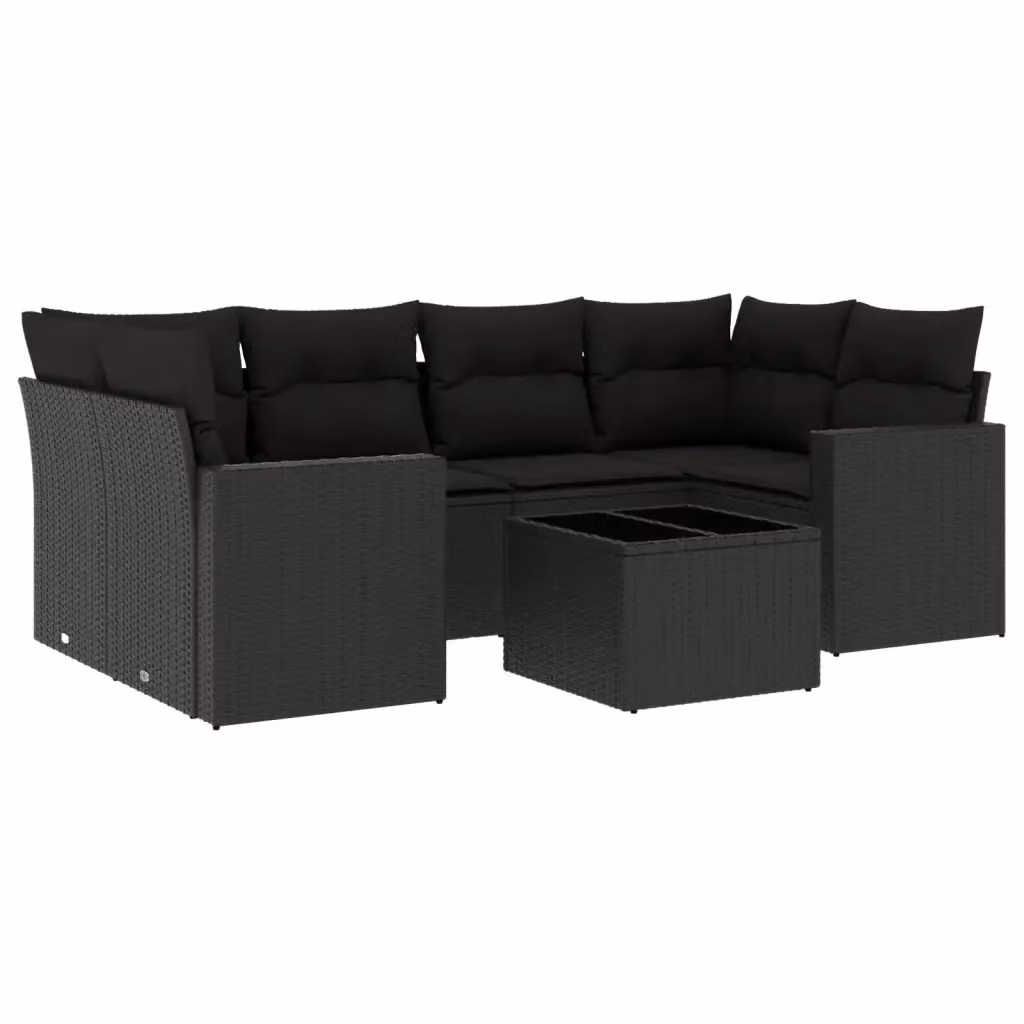 vidaXL Set Divano da Giardino a L con 7 Cuscini in Polyrattan e Metallo Nero – 2