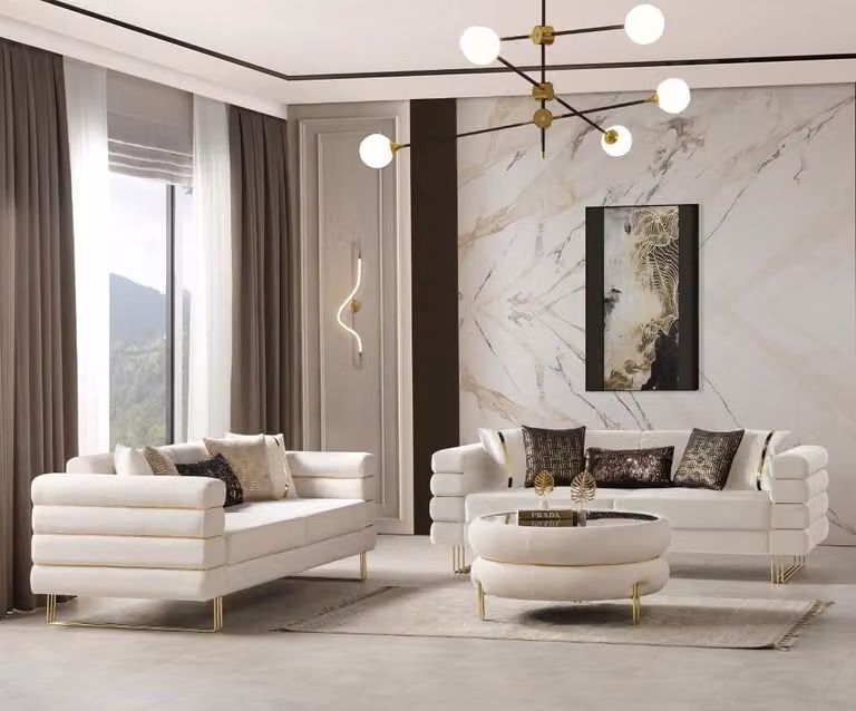 Wohnzimmer 2x 3-Sitzer Sofas Luxuriöse Weiß Polster Couchen Sitzmöbel