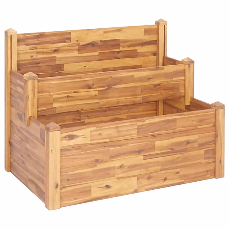 Fioriera su 2 livelli 110 x 75 x 84 cm in legno massiccio di acacia
