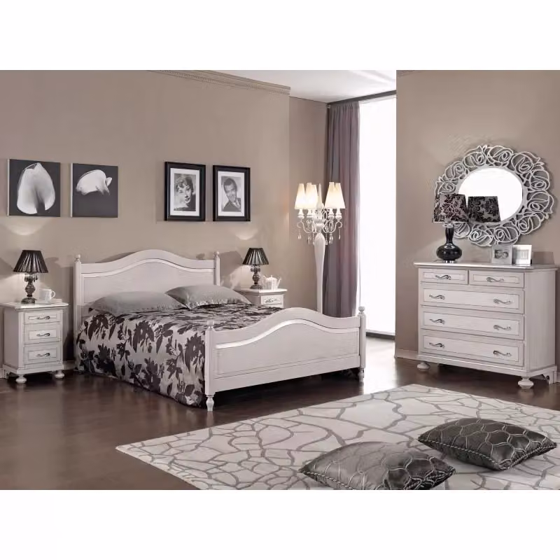Cassettiera in legno stile shabby arte povera con 5 cassetti Mobili 2G colore tortora grigio L: 116 cm, P: 51 cm, H: 101 cm – 3