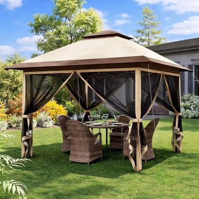 Gazebo Pieghevole One Touch 3.6x3.6 Metri Rivestimento Impermeabile e Resistente