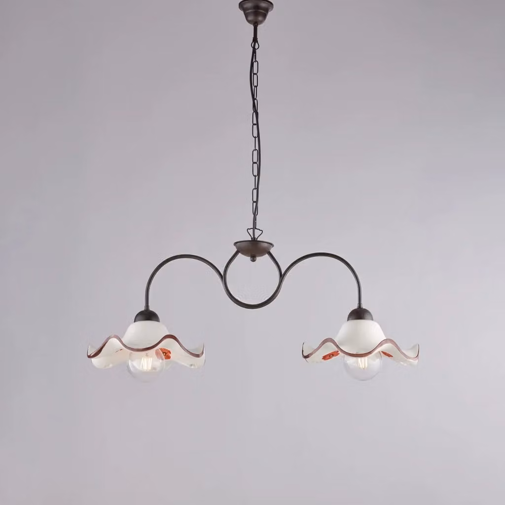 Lampadario a sospensione Bilanciere Anemone BELIGHT in ferro laccato e ceramica decorata per cucina e sala da pranzo – 2