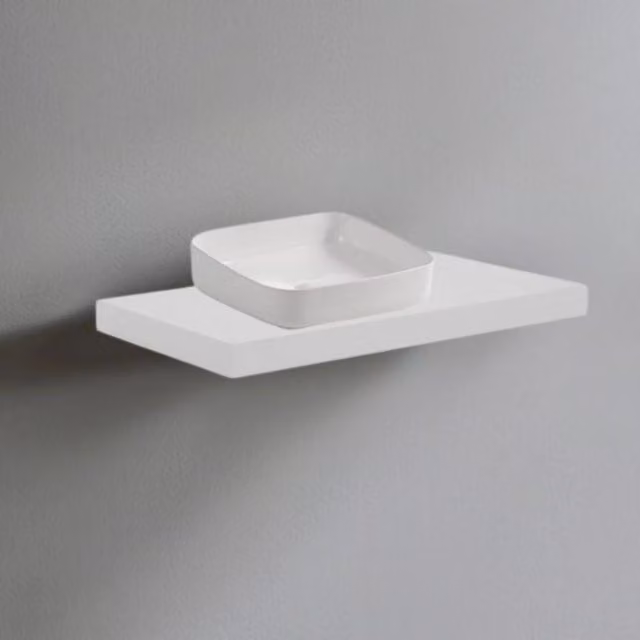 Mensolone da bagno Veriaffari con lavabo da appoggio bianco, L: 80 cm, P: 48 cm, H: 14 cm