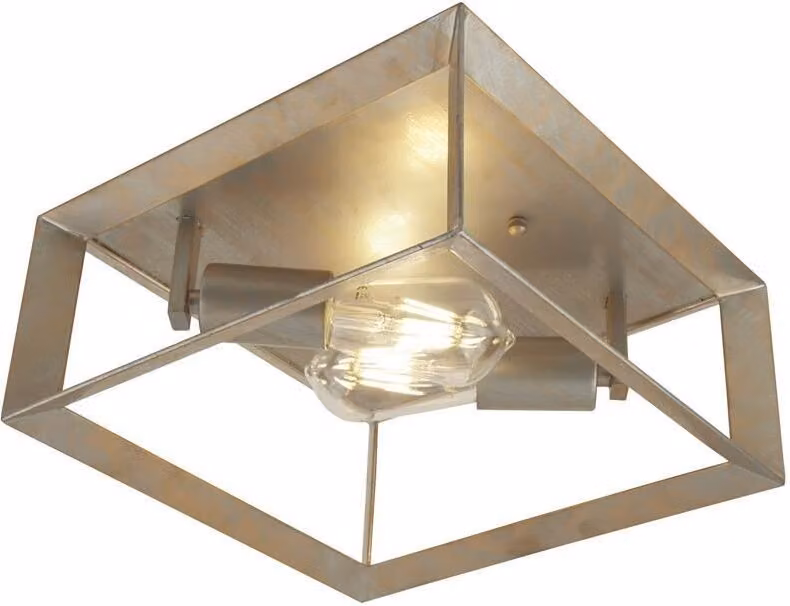 Lampada da soffitto in metallo E27 L: 30 cm in argento-oro Plafoniera vintage angolare a 2 luci