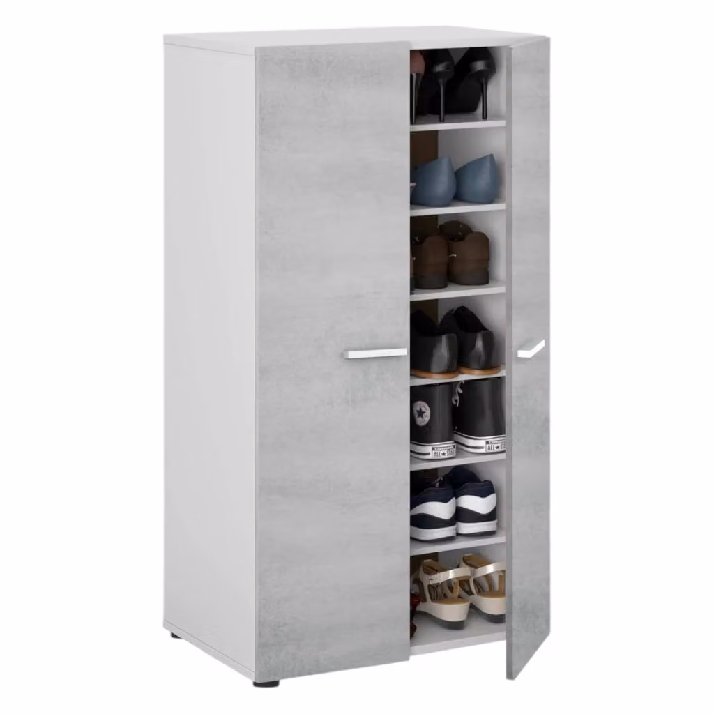 Armadio da parete DMORA moderno con 2 ante e ripiani bianchi L: 75 cm, H: 101 cm, P: 36 cm – 2