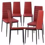 Set di sedie da sala da pranzo (2/4/6/8 pezzi), sedie da cucina, sedie da soggiorno in Pelle finta, set da 6 pezzi; colore: rosso scuro