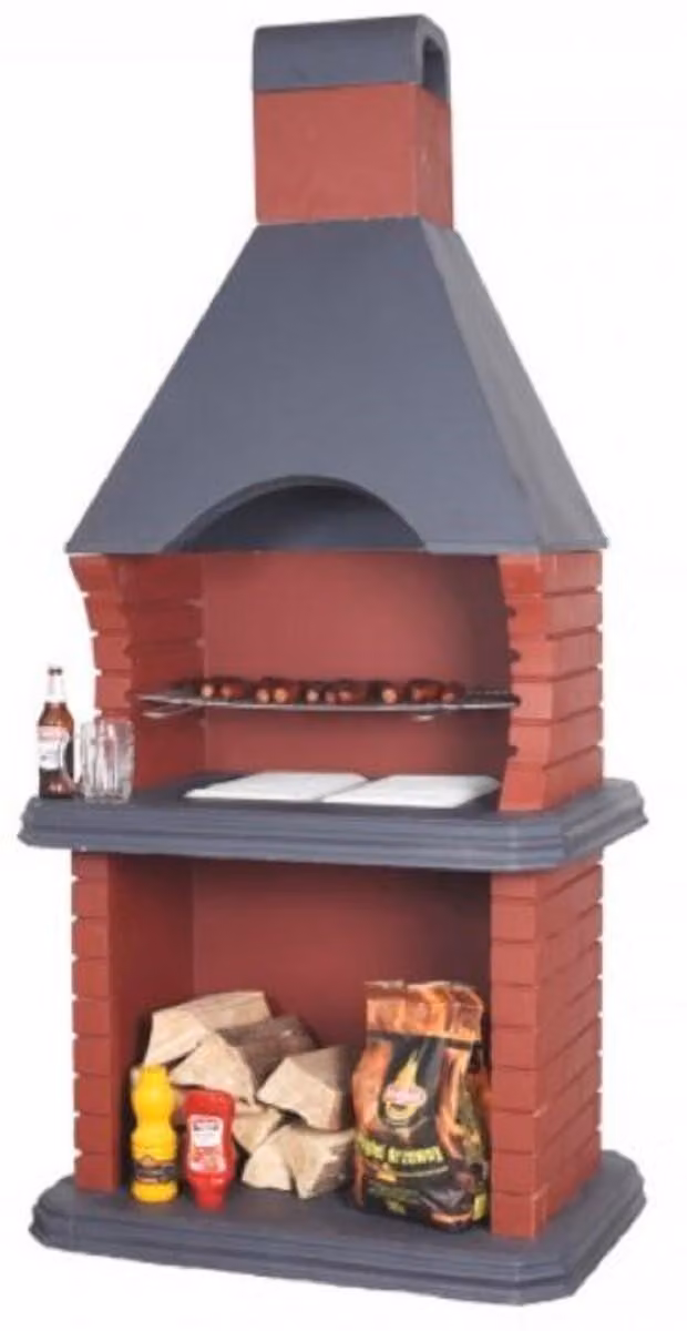 Casa Padrino Luxury Concrete Garden Grill Rosso / Grigio 108 x 74 x H. 232 cm