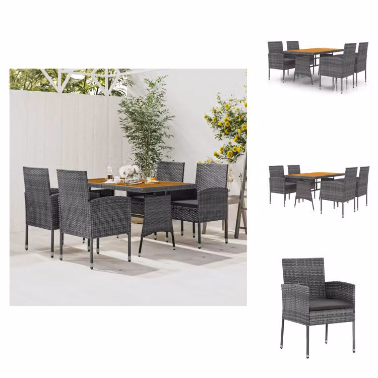 vidaXL Set da pranzo da giardino 5 pezzi in rattan grigio - Set di mobili da giardino