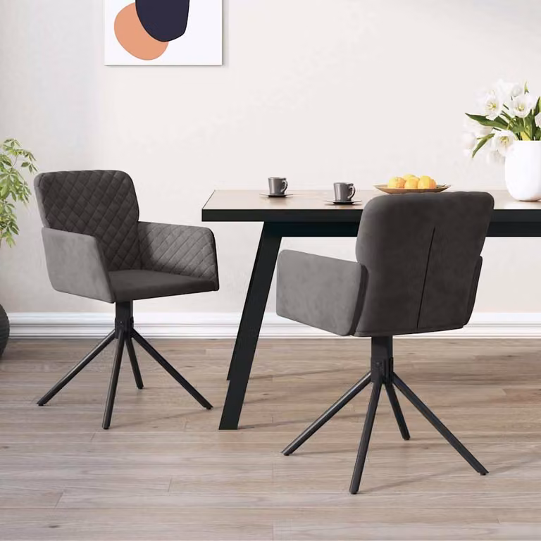 Set di 2 sedie da pranzo girevoli vidaXL in velluto grigio con design moderno
