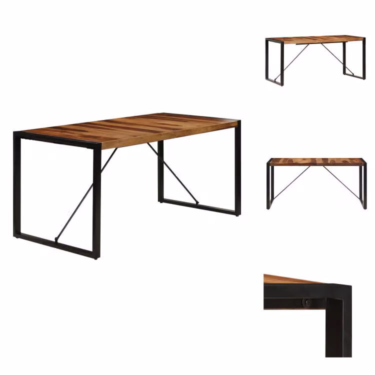 vidaXL Tavolo da pranzo 160 x 80 x 75 cm in legno massiccio - Tavoli da pranzo