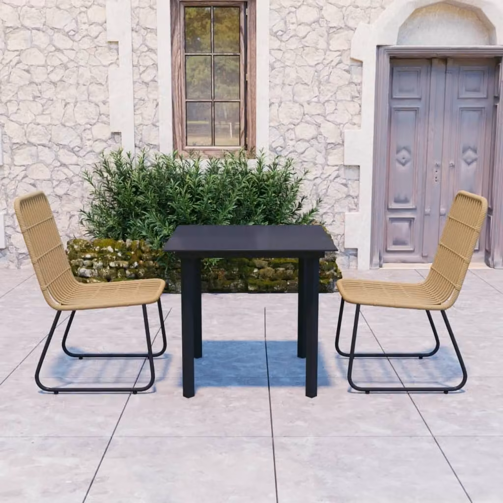 Maison Exclusive - Set da pranzo da giardino a 3 pezzi in rattan sintetico e vetro