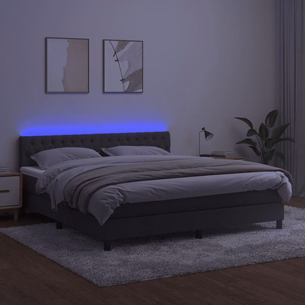 Maison Exclusive - Letto a Molle con Materasso e LED Grigio Scuro 180x200 cm