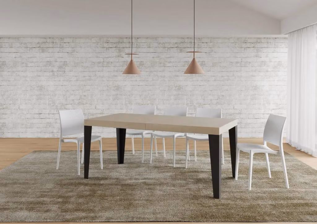 Tavolo allungabile Flaris cashmere con gambe in metallo antracite L/P/H: 90 x 180/440 cm – 2