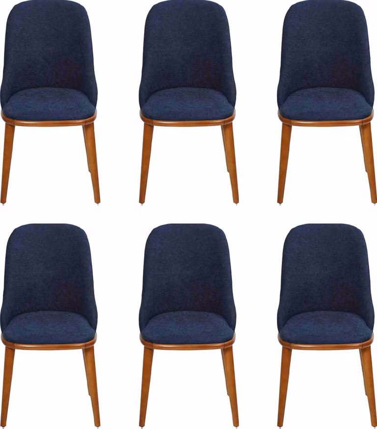 Luxus Esszimmer Blau 6x Stühle Holz Möbel Stühle Stilvoll Design Einrichtung