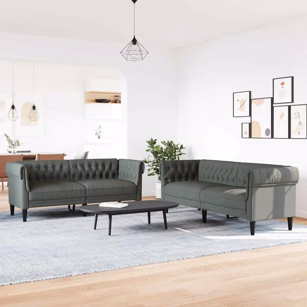 Divano da soggiorno moderno vidaXL in tessuto grigio con seduta in schiuma L 201,5 x P 74,5 x H 74,5 cm
