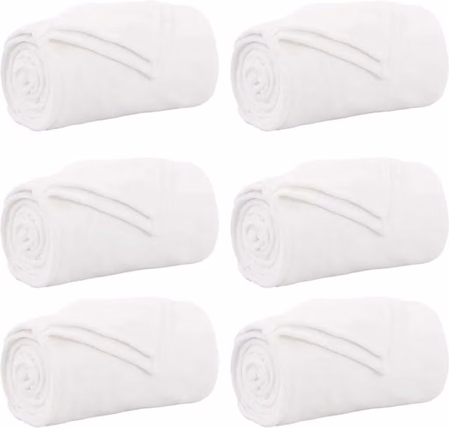 Coperte da Pile 6 pz Bianco 240 x 270 cm Panno